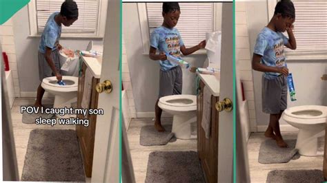 Mum Catches Her Young Son Sleepwalking in Toilet at 3am, .